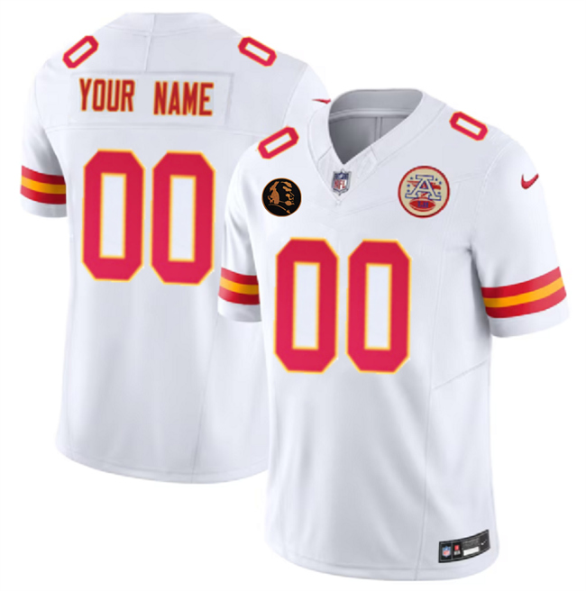 Men’s Kansas City Chiefs Active Player Custom White 2025 F.U.S.E. John Madden Patch Vapor Untouchable Limited Stitched Football Jersey